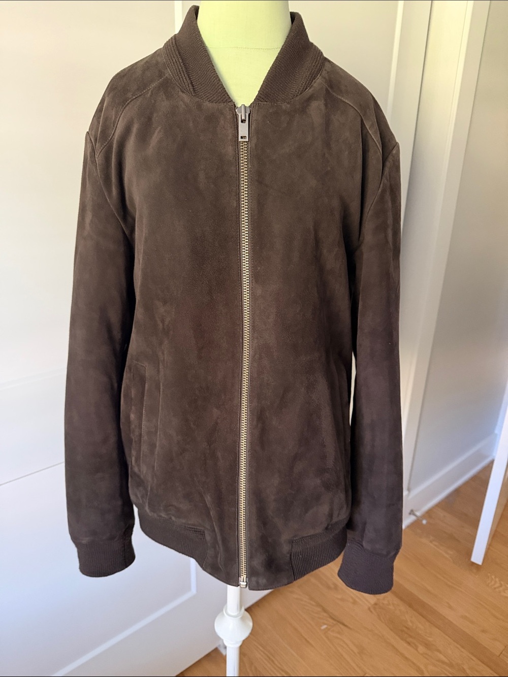 Slate & Stone Men's Dark Brown Suede Bomber Jacket